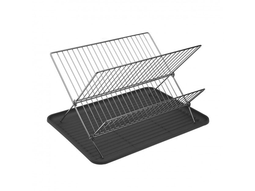 2-Tier Foldable Dish Rack (Grey) - Versa