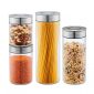 Airtight Storage Jars with Cap Click Mechanism Set of 4 (Glass / Steel) - Silberthal