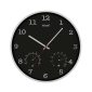 Analogue Wall Clock with Thermometer & Hygrometer (Black) - Versa