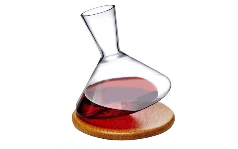 Balance Wine Decanter 1 Liter with Wooden Base - Nude Glass