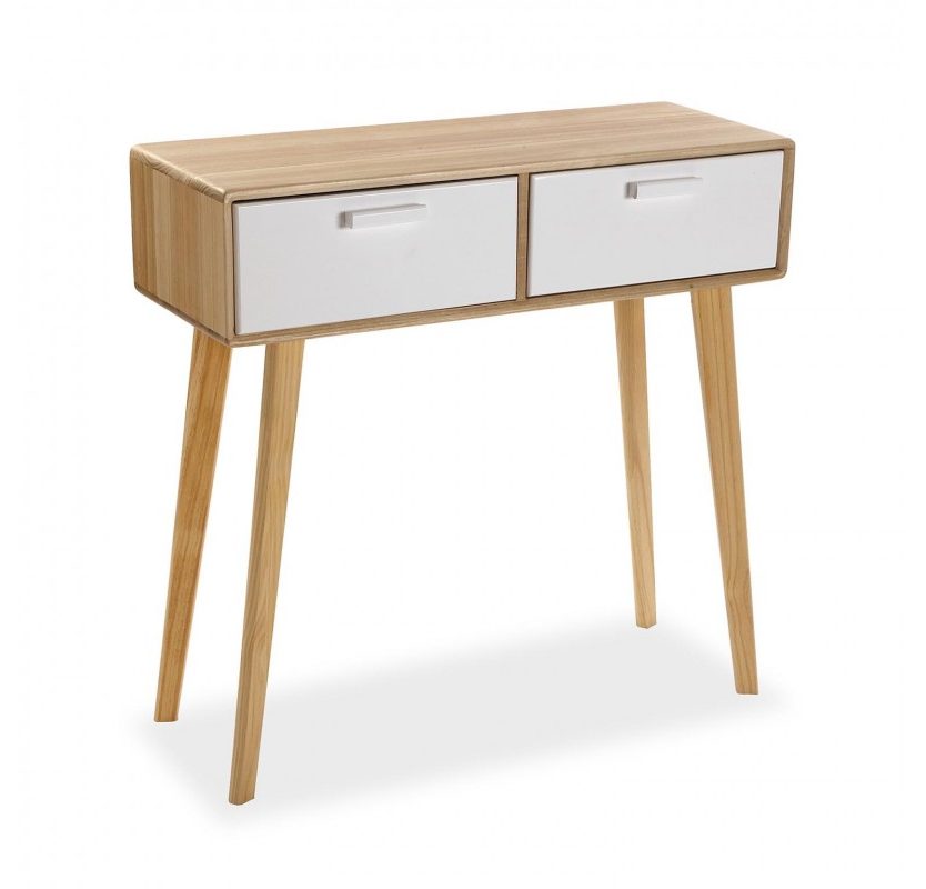 Console Table with 2 Drawers (Natural / White) - Versa