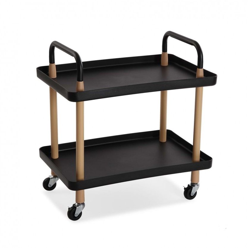 Trolley With 2 Shelves (Black / Brown) - Versa