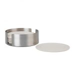 LARETO Round Coasters with Steel Holder Set of 6 (Moonbeam) - Blomus