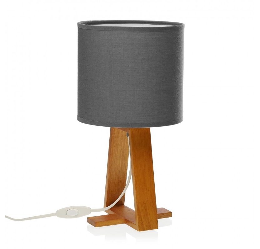 Linear Table Lamp Grey (Wood / Textile) - Versa