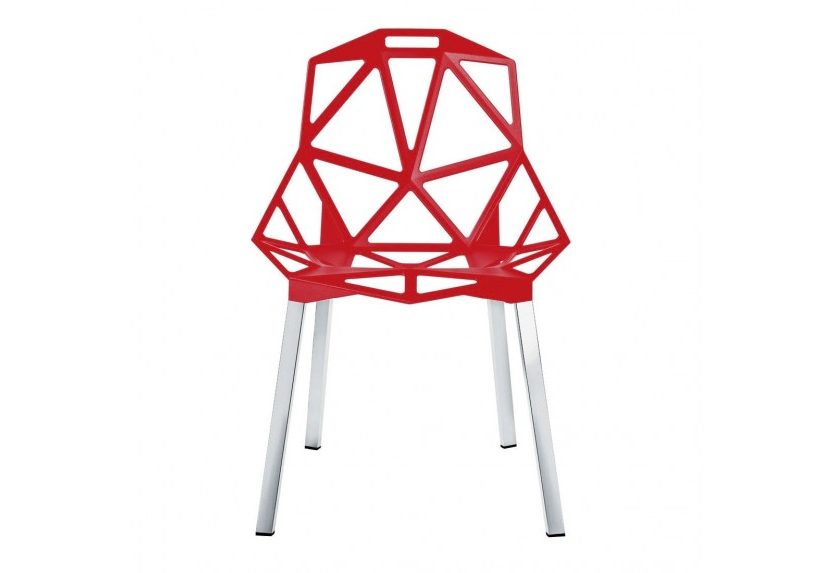 Chair One Stackable Chair (Red / Aluminium) - Magis