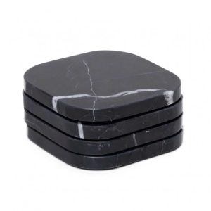 Black Marble Coasters 10x10x1cm Set of 4 (Nero Marquina)