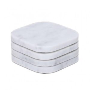 White Marble Coasters 10x10x1cm Set of 4 (Bianco Ibiza)