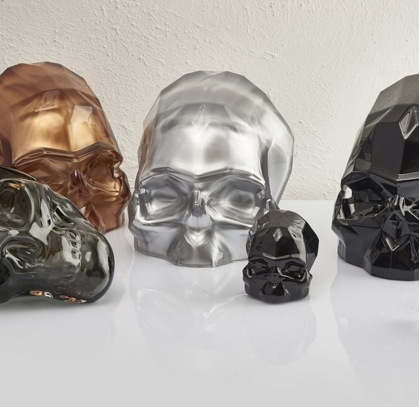 Memento Mori Faceted Skull Large (Black) - NUDE Glass