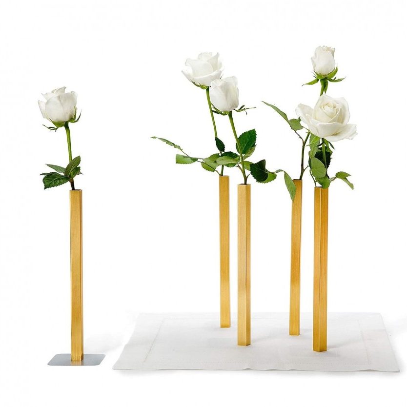 Magnetic Vase Set of 5 Aluminium Flower Vases (Copper) - Peleg Design