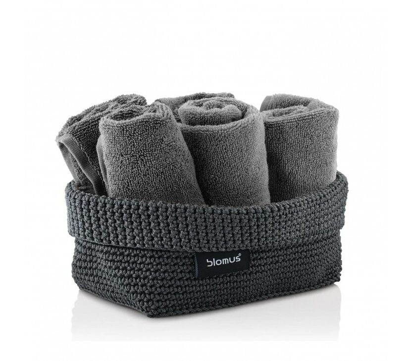 TELA Crochet Storage Basket L (Anthracite) - Blomus