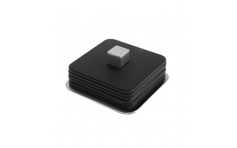 TRAYAN Square Coasters with Steel Base (Set of 6) - Blomus