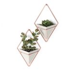 Trigg Small Hanging Wall Planter & Vase Set of 2 (Concrete / Copper) - Umbra