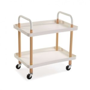 Trolley With 2 Shelves (White / Brown) - Versa