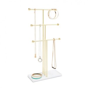 Trigem Jewelry Stand (White / Brass) - Umbra