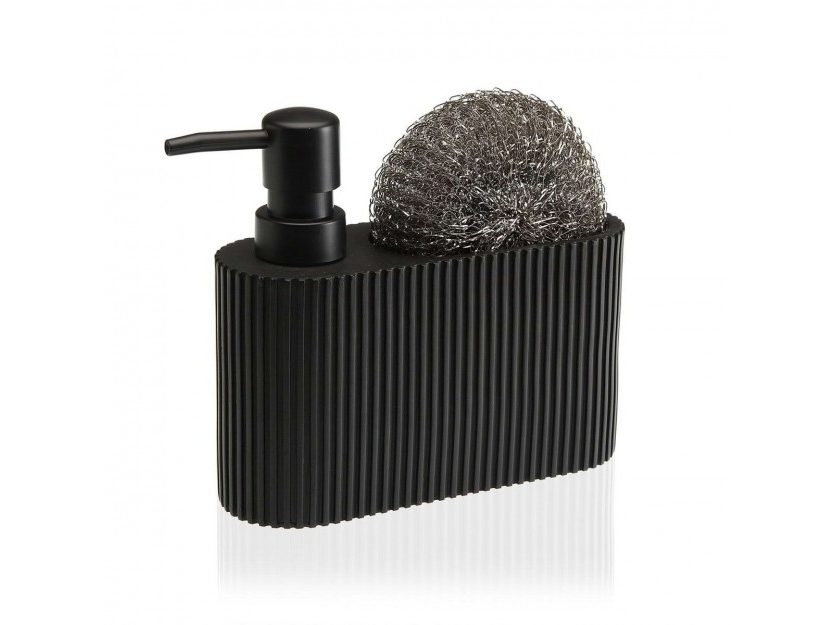 Lines Soap Pump With Sponge Holder (Black) - Versa