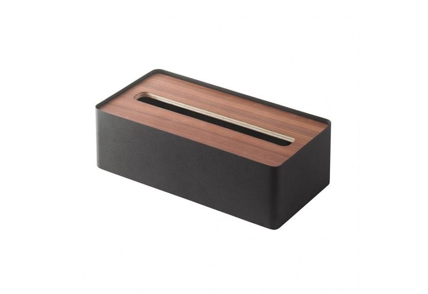 Rin Tissue Box with Lid (Black / Brown) - Yamazaki