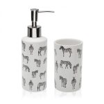 Zebra Soap Dispenser & Tumbler Set (Ceramic) - Versa